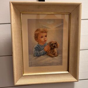 Framed Child and Puppy Art Print